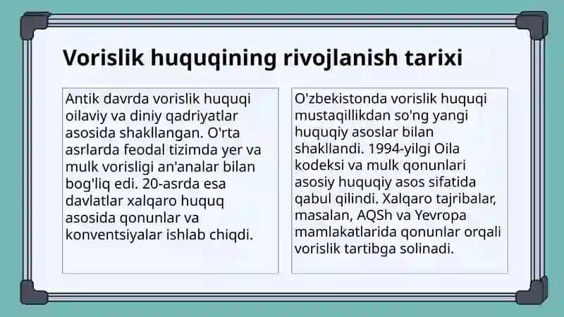Vorislik huquqini vujudga kelishi 4