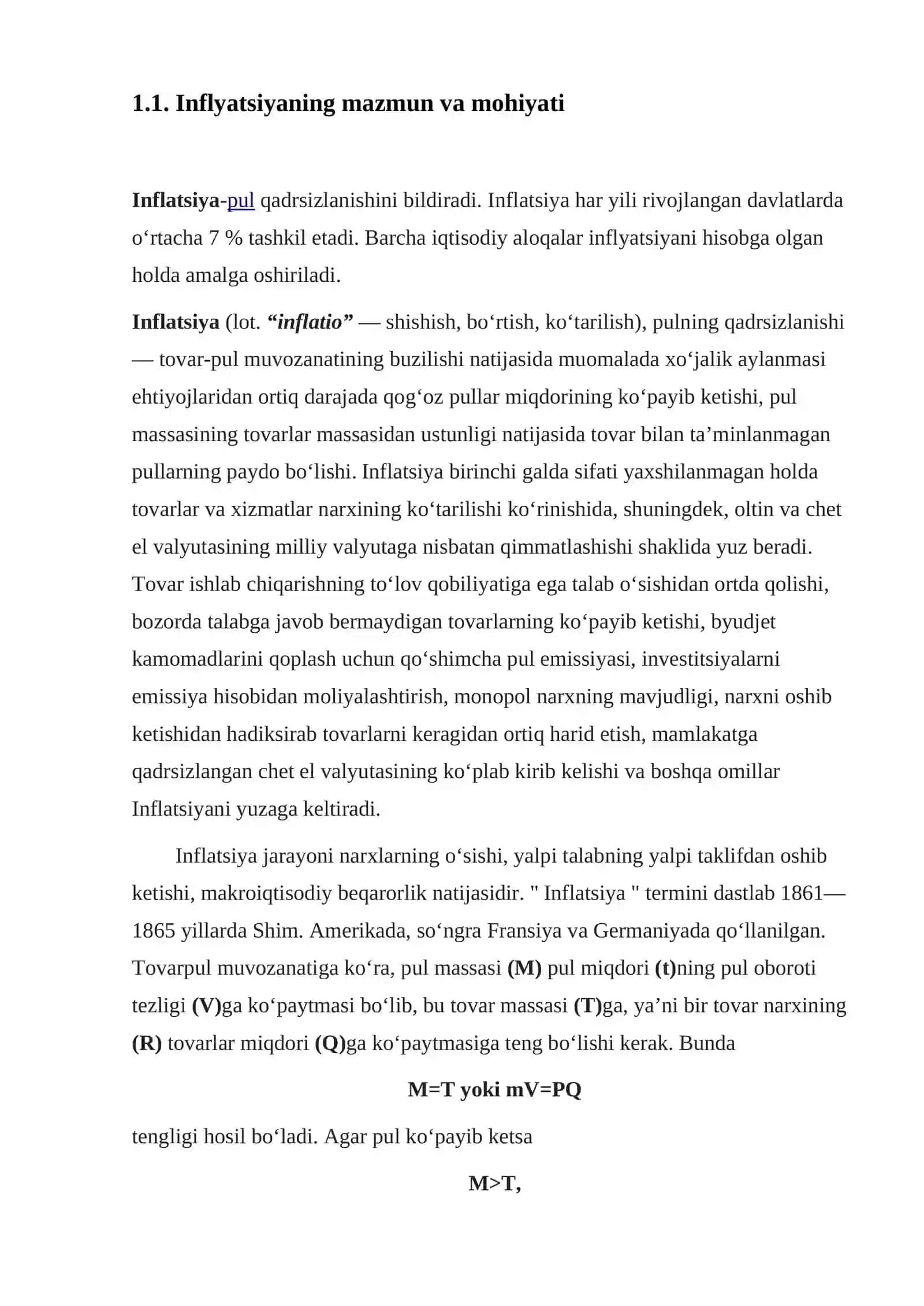 Inflyatsiya, uning mohiyati,sabablari va ijtimoiy - iqtisodiy oqibatlari 4