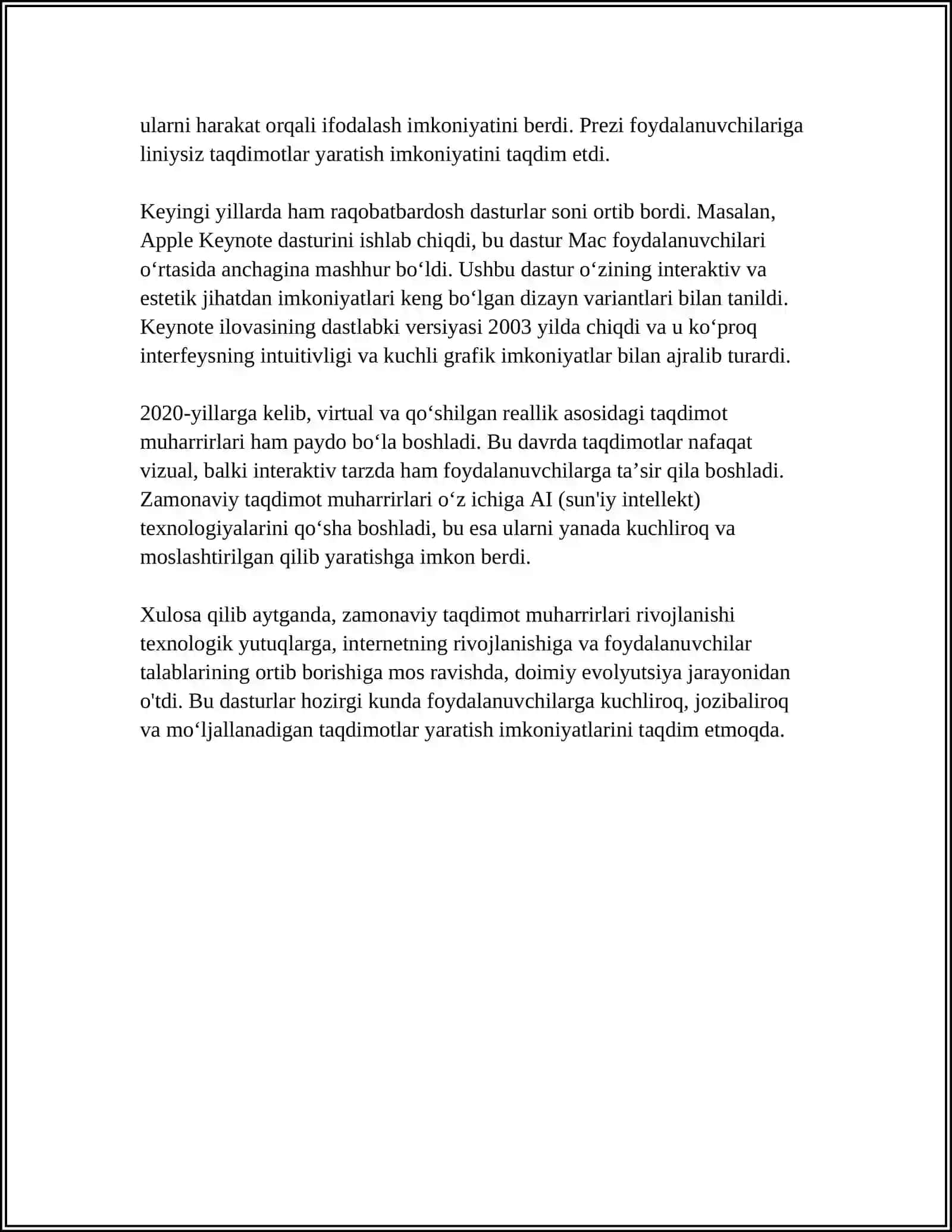 ZAMONAVIY TAQDIMOT MUHARRIRLARI TAHLILI 4