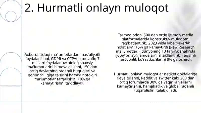 Tarmoq odob axloqi (Infoetika) 4