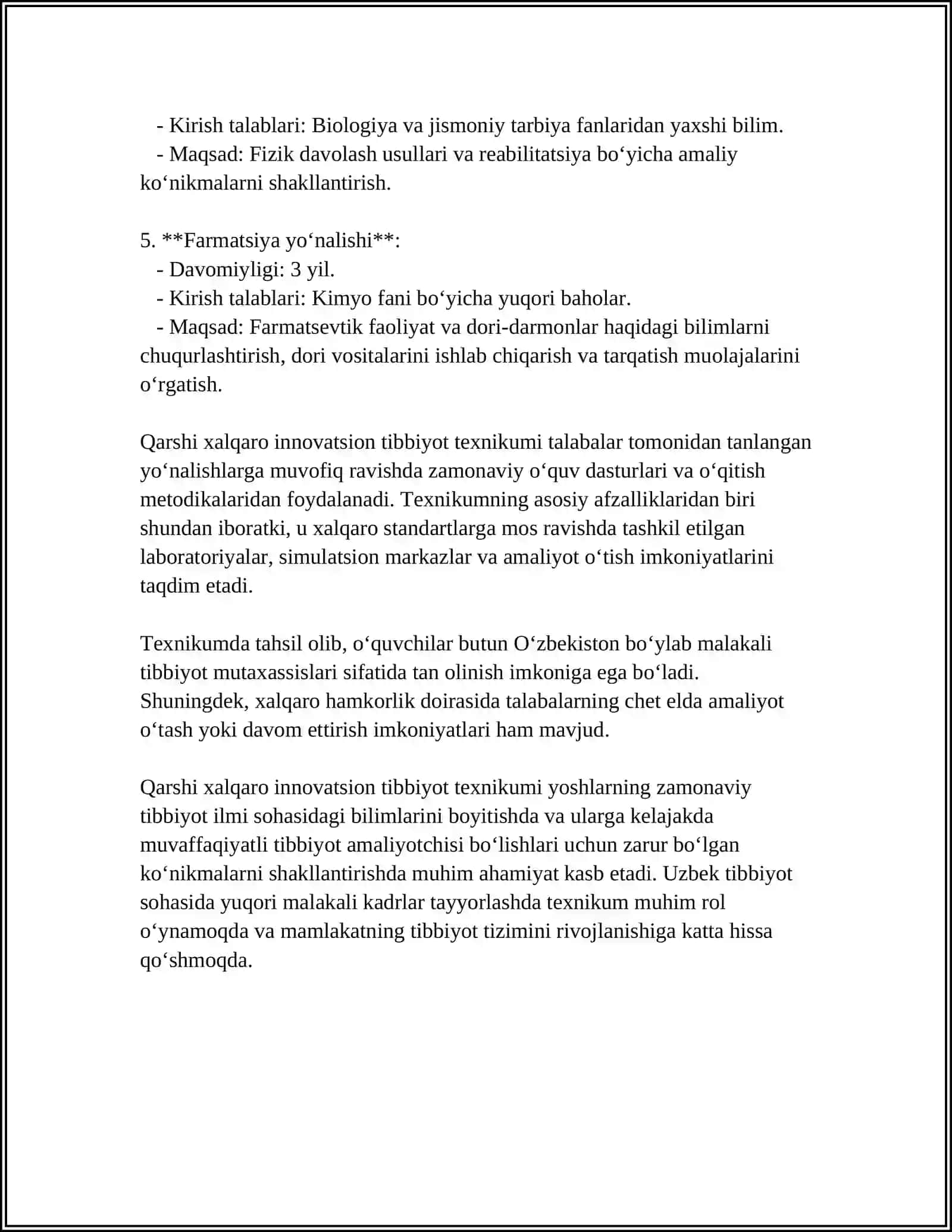 Qarshi xalqaro innovatsion tibbiyot texnikumi 4