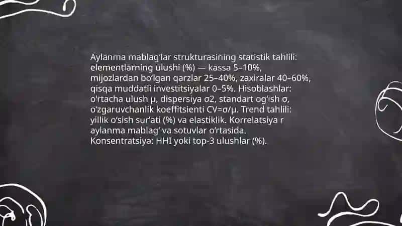 Aylanma mablagʻlar statistikasi 4