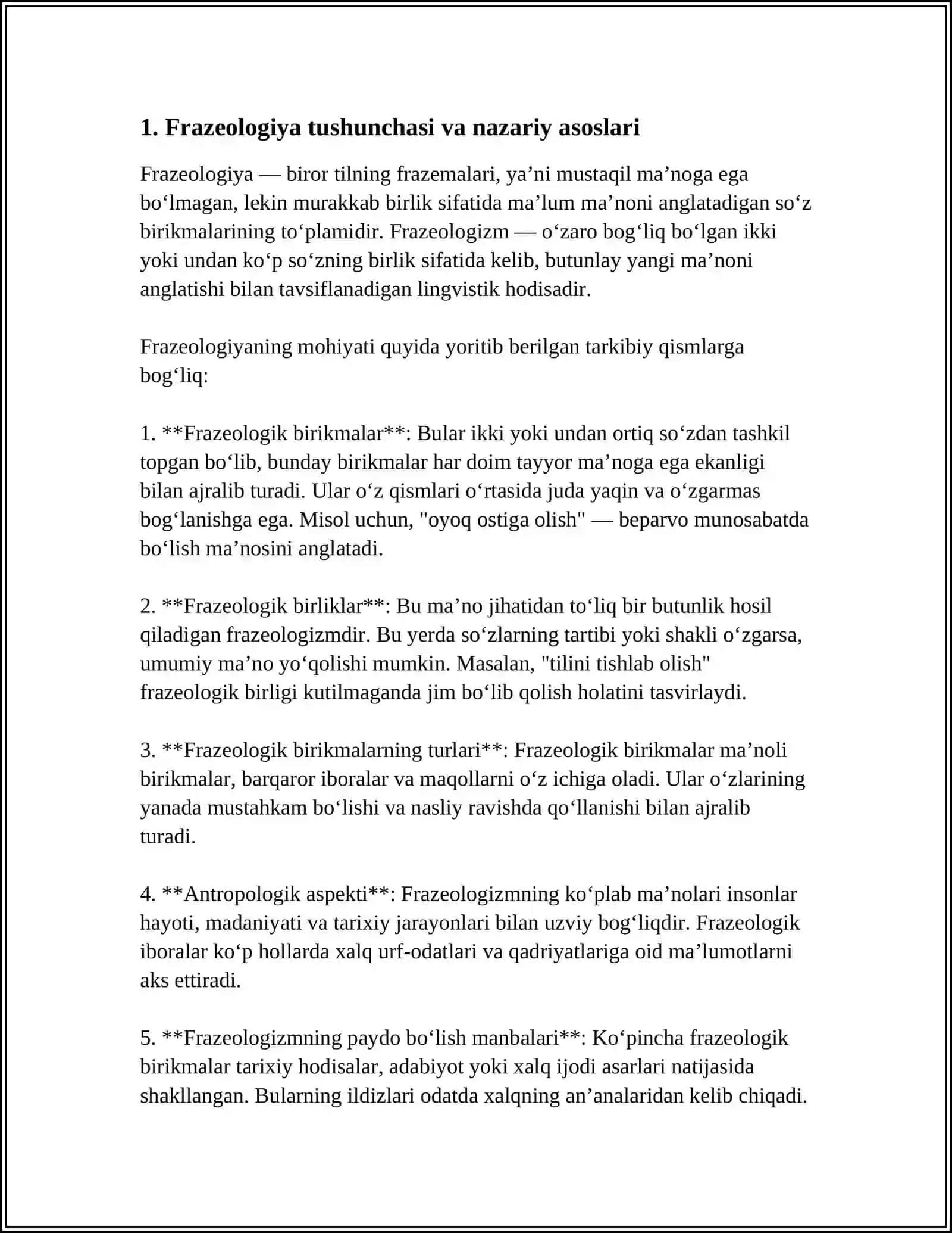 FRAZEOLOGIYA. FRAZEOLOGIK EKVIVALENTLIK HODISASI 4