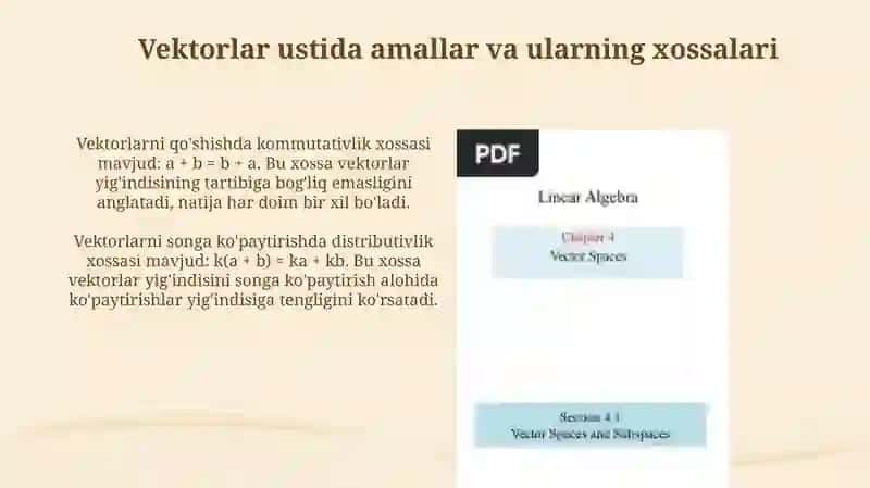 Tekislikda va fazoda vektorlarni o’qitish metodikasi 4