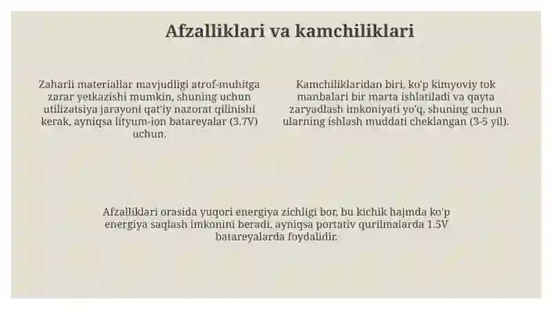 Kimyoviy tok manbalarining xususiyatlari 4