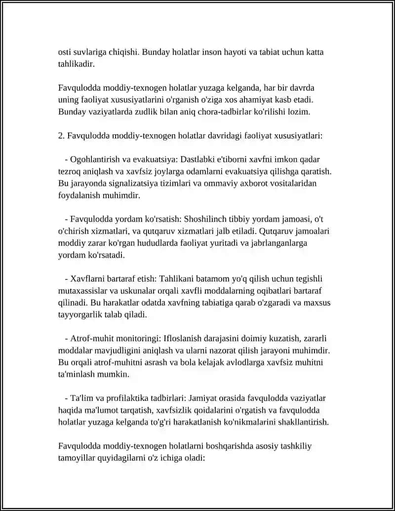 Favqulodda Modda Texnogen Xolatların Har bir Davrda Faoliyat Xususiyatı 4