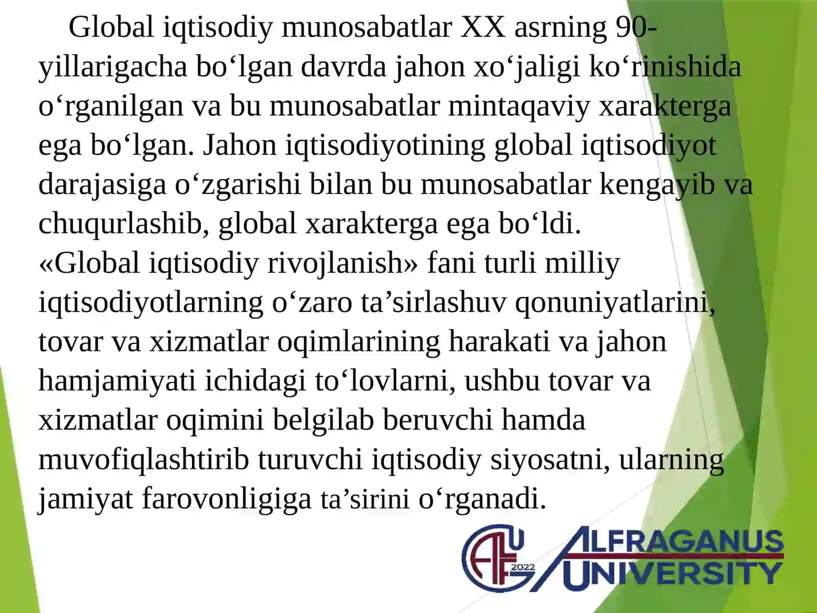 GLOBAL IQTISODIY RIVOJLANISH FANINING PREDMETI VA VAZIFALARI 4