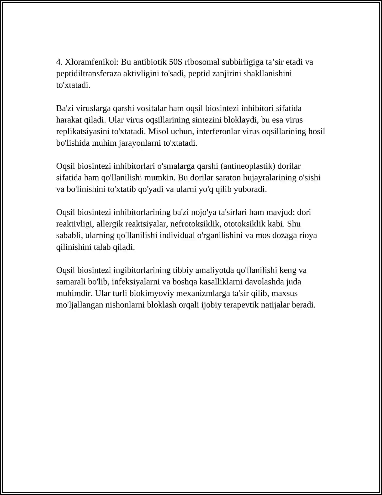 Oqsil biosintezi ingibitorlari 4