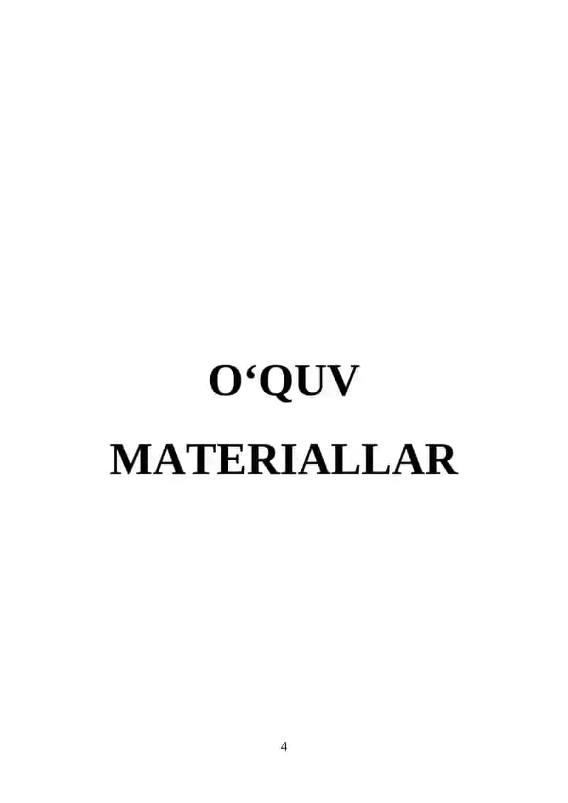 Fan dasturi Oliy va oʻrta maxsus, kasb-hunar ta’limi yoʻnalishlari boʻyicha Oʻquv-uslubiy birlashmalar faoliyatini 4
