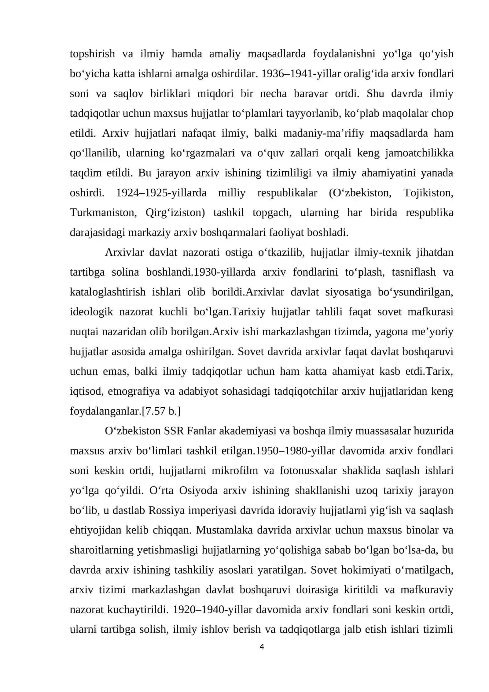 ROSSIYA IMPERIYASI VA SOVET HOKIMIYATI YILLARIDA O‘RTA OSIYODA ARXIV ISHI 4
