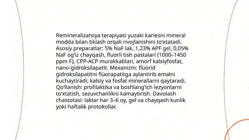 Yuza kariesni davolash usullari 4