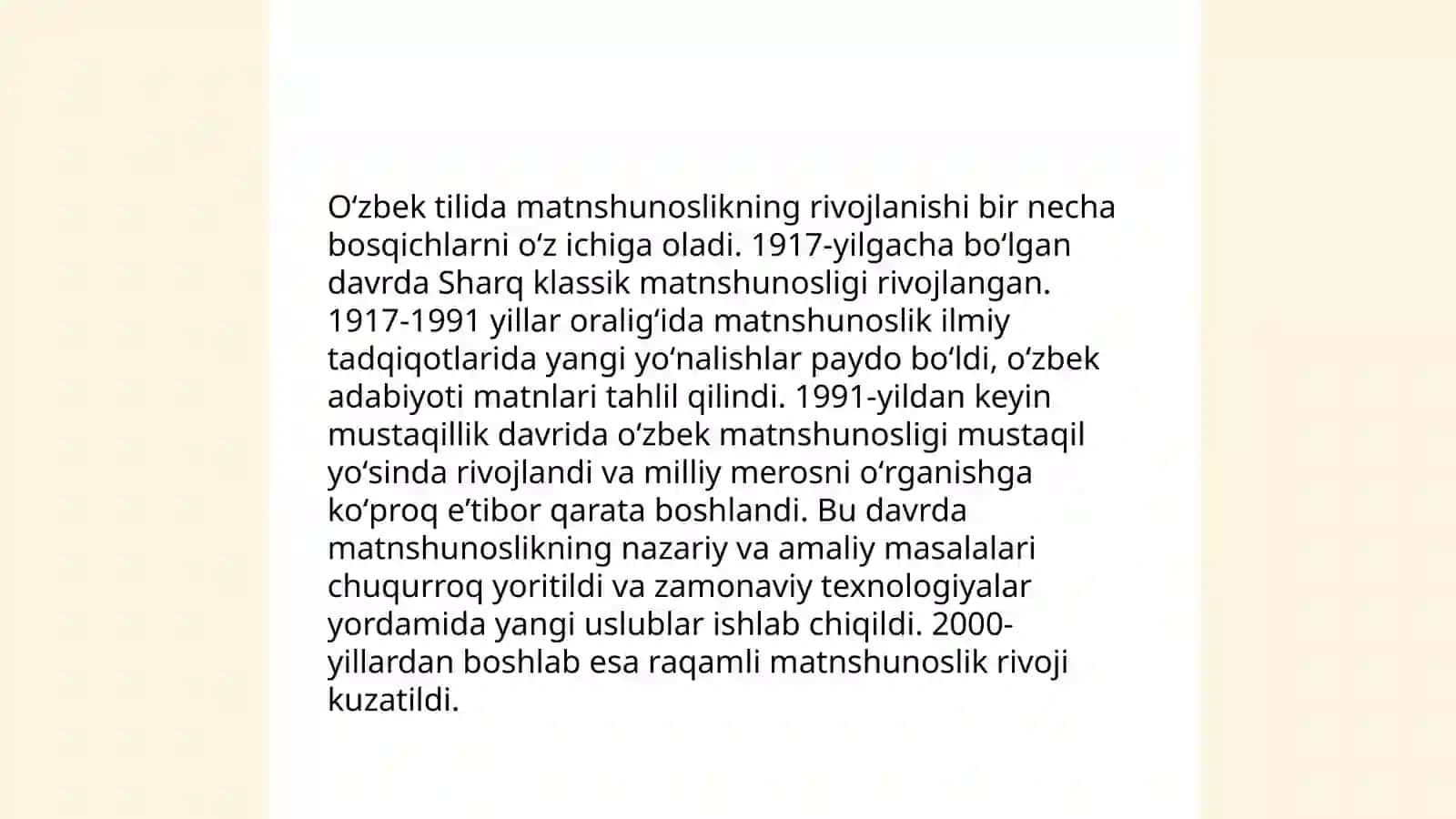Oʻzbek matnshunosligi tarixi Matnshunoslikningdolzarb muammolari 4