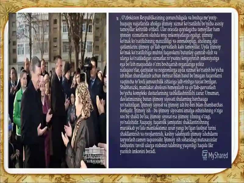 O'zbekistonda ijtimoiy sohada amalga oshirilayotgan o'zgarishlar mazmun mohiyati 4