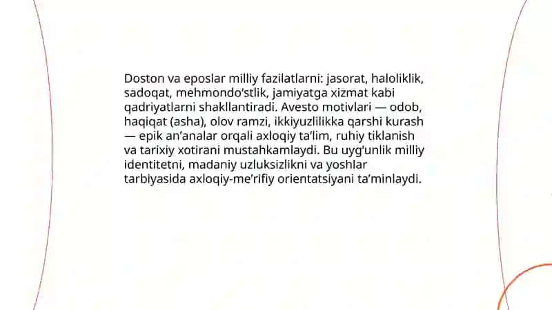 Avesto va xalq pedagogikasi gʻoyalaridagi uygʻunlik 4