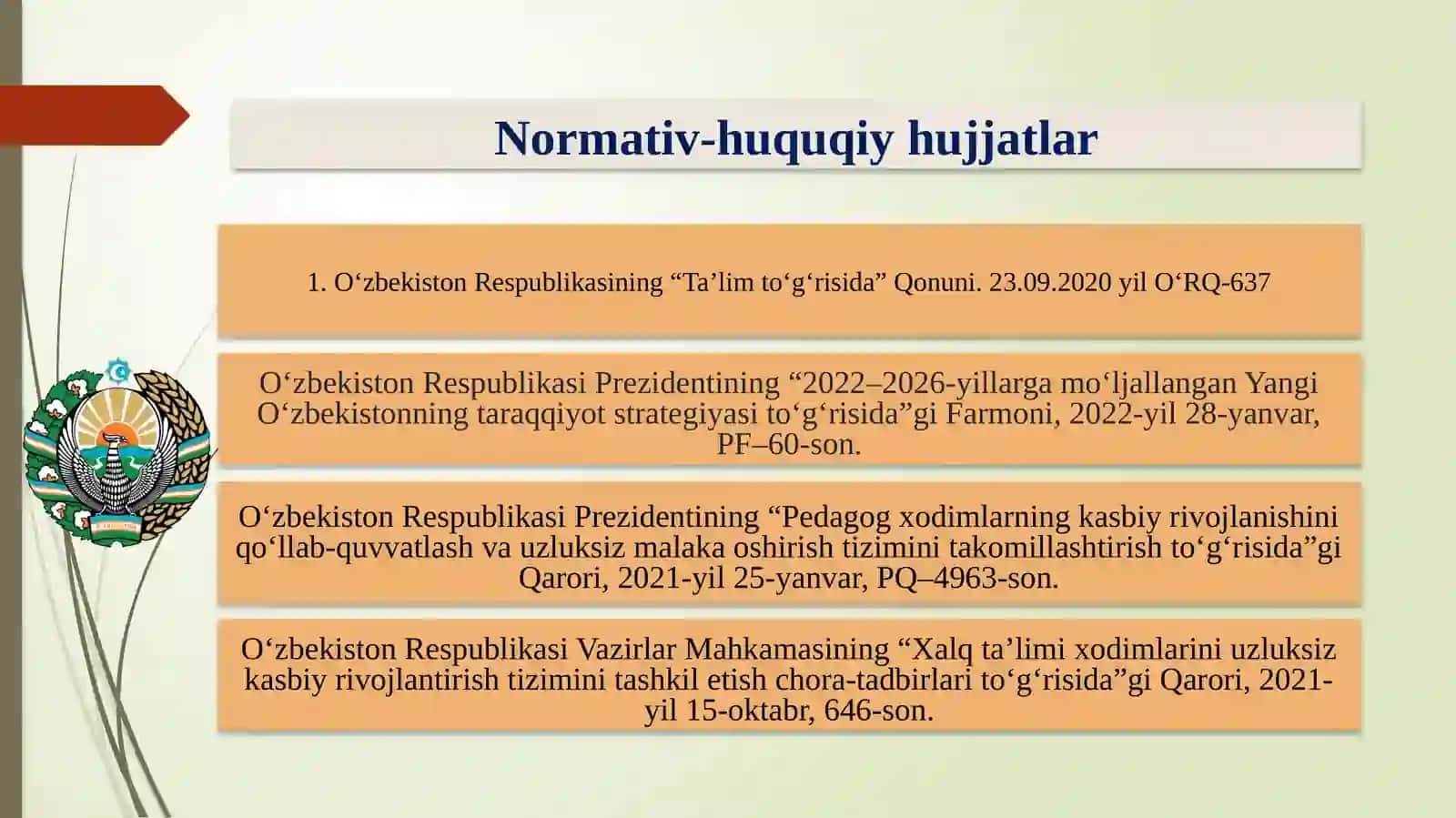 “Maktabda o‘qituvchilar o‘rtasida o‘zaro kasbiy rivojlanishhamkorligini ta‘minlash.” 4
