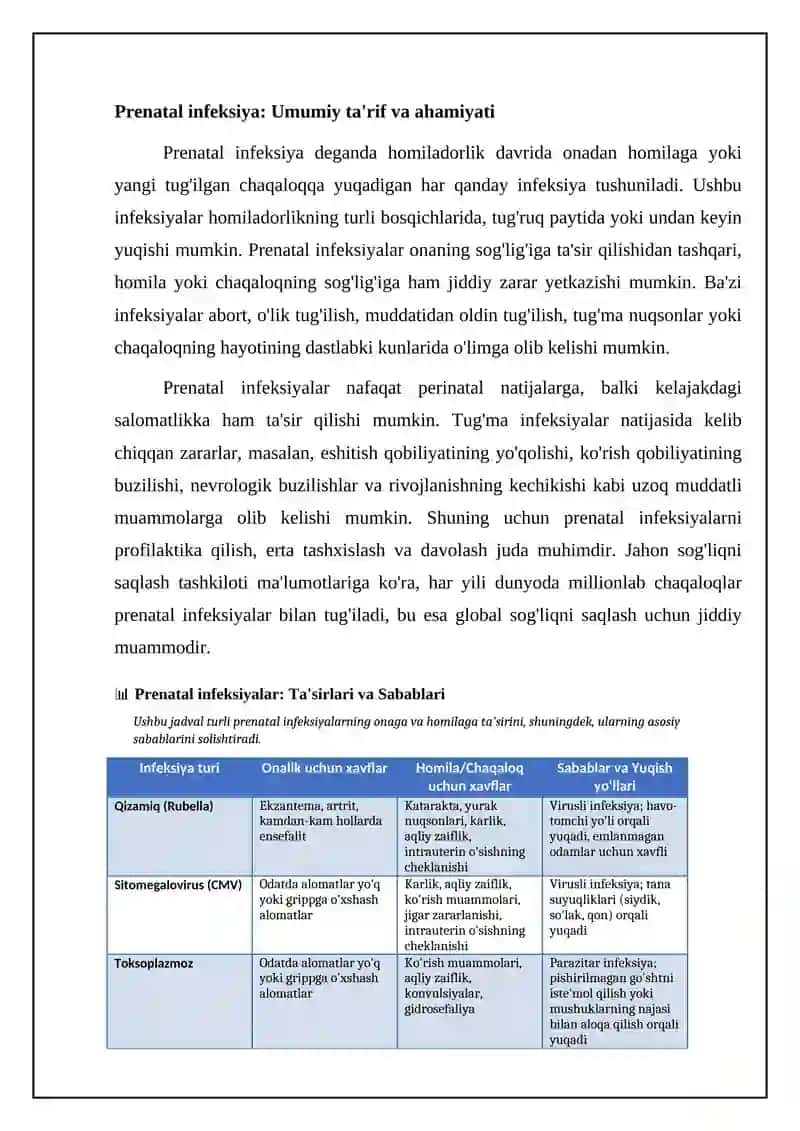 Prenatal infeksiya: Ta'rif va sabablari 4