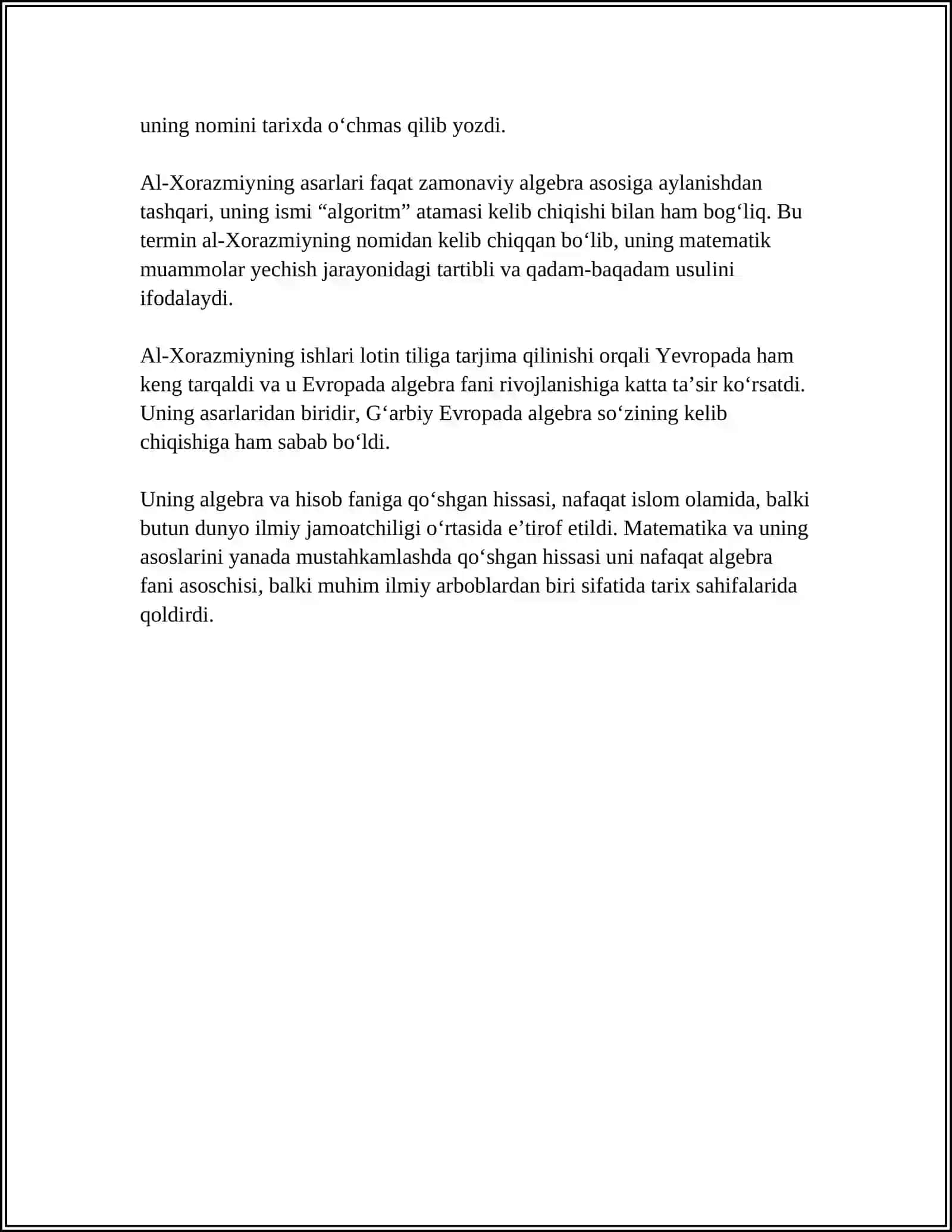 AL-XORAZMIYNING ALGEBRA VA ARIFMETIKA SOHALARIDAGI ISHI 4