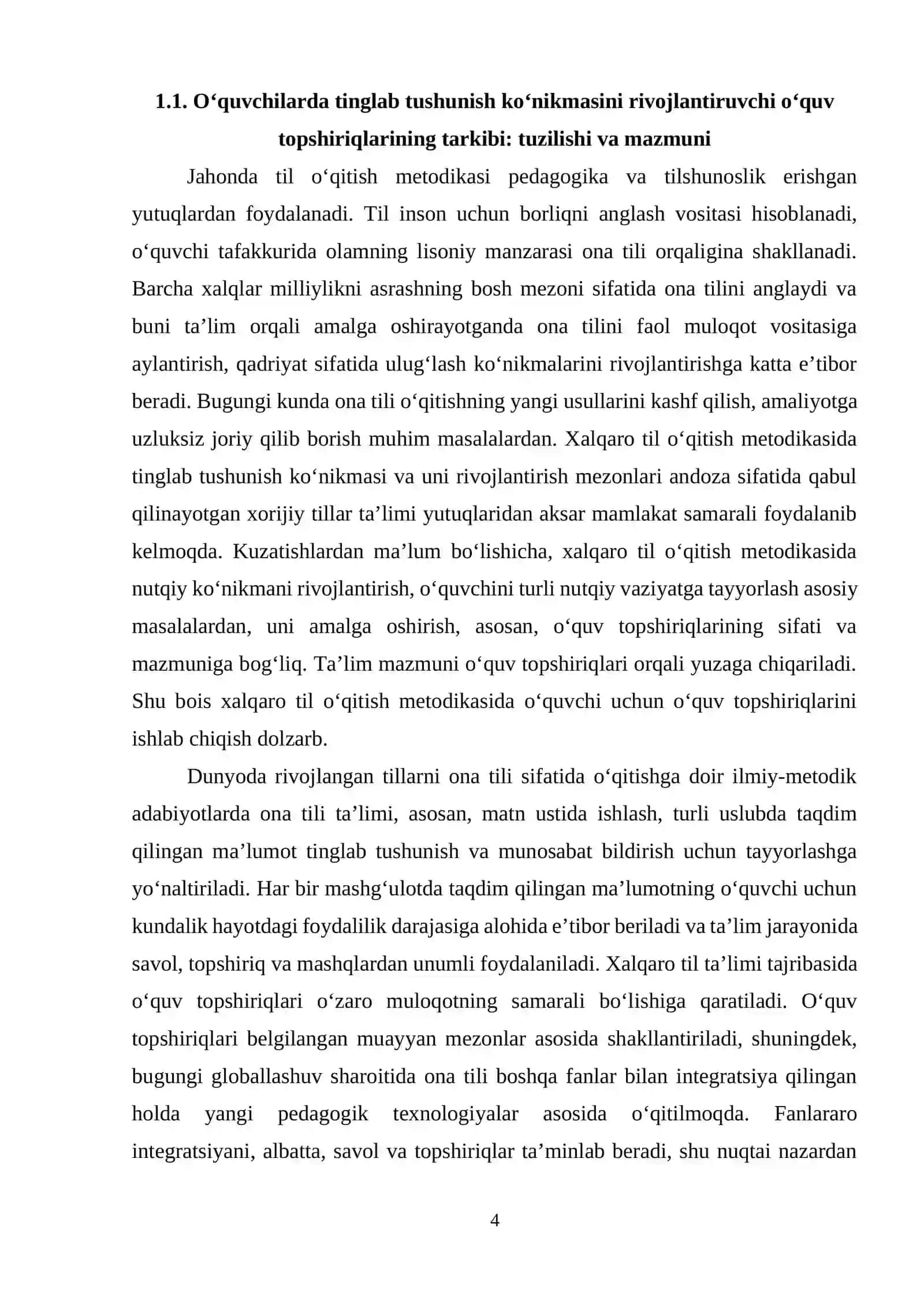 O‘QUVCHILARDA TINGLAB TUSHUNISH KO‘NIKMASINI SHAKLLANTIRISHNING NAZARIY-METODOLOGIK ASOSLARI 4