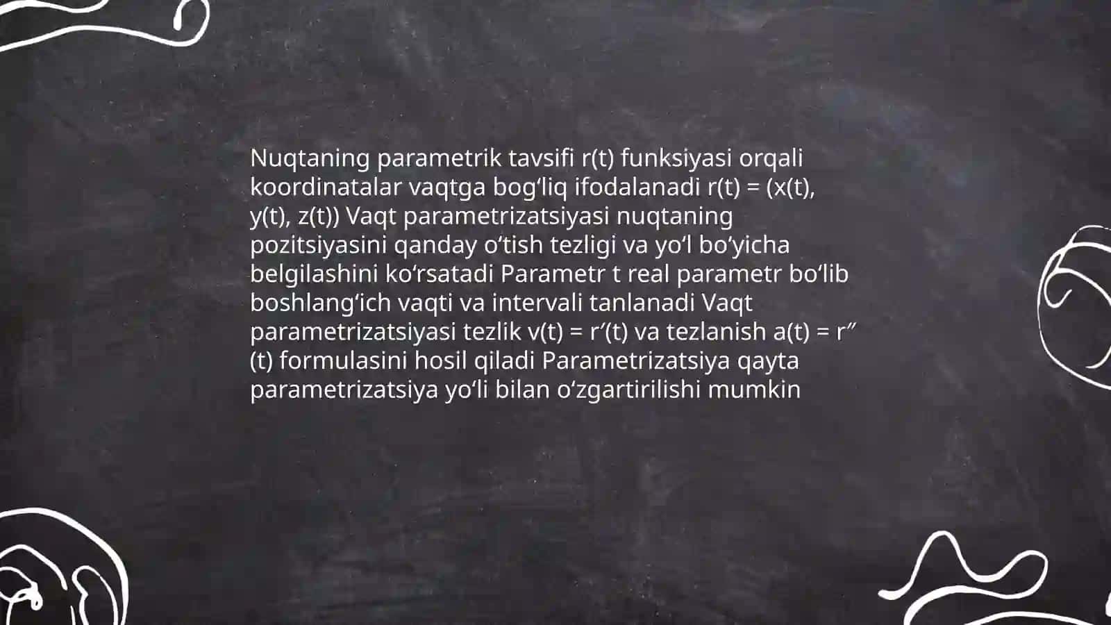 Nuqta kinematikasi. Nuqta xarakatining berilish usullari 4