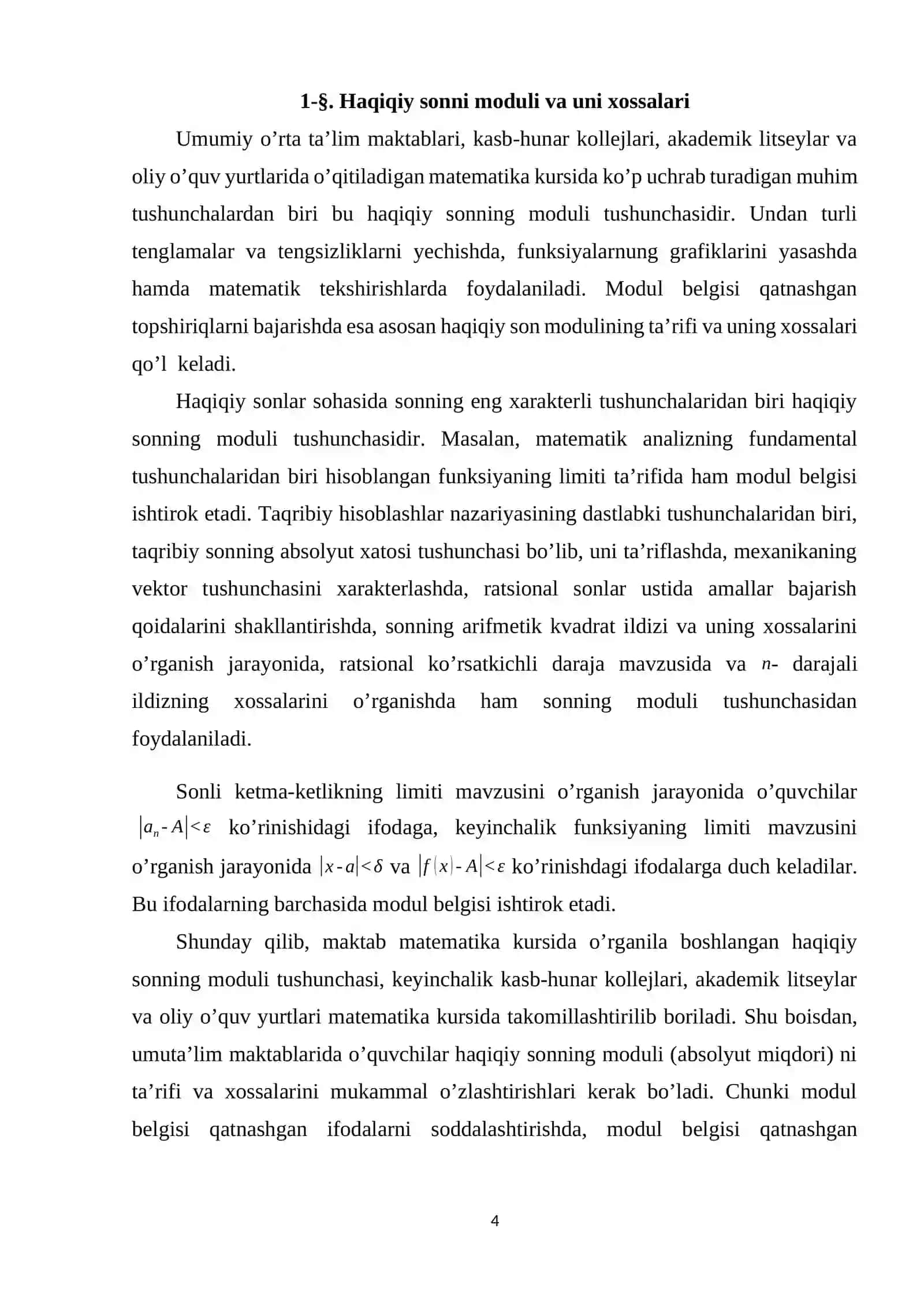 Modulli tenglamalar va ularni yechish 4