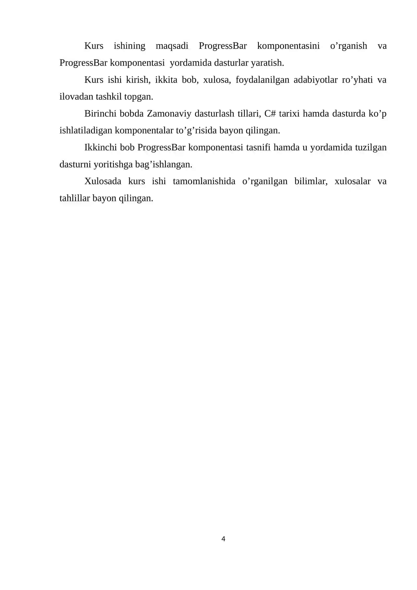 Dasturlash asoslari. C# dasturlash tilida ProgressBar komponentasidan foydalanib dastur yaratish 4