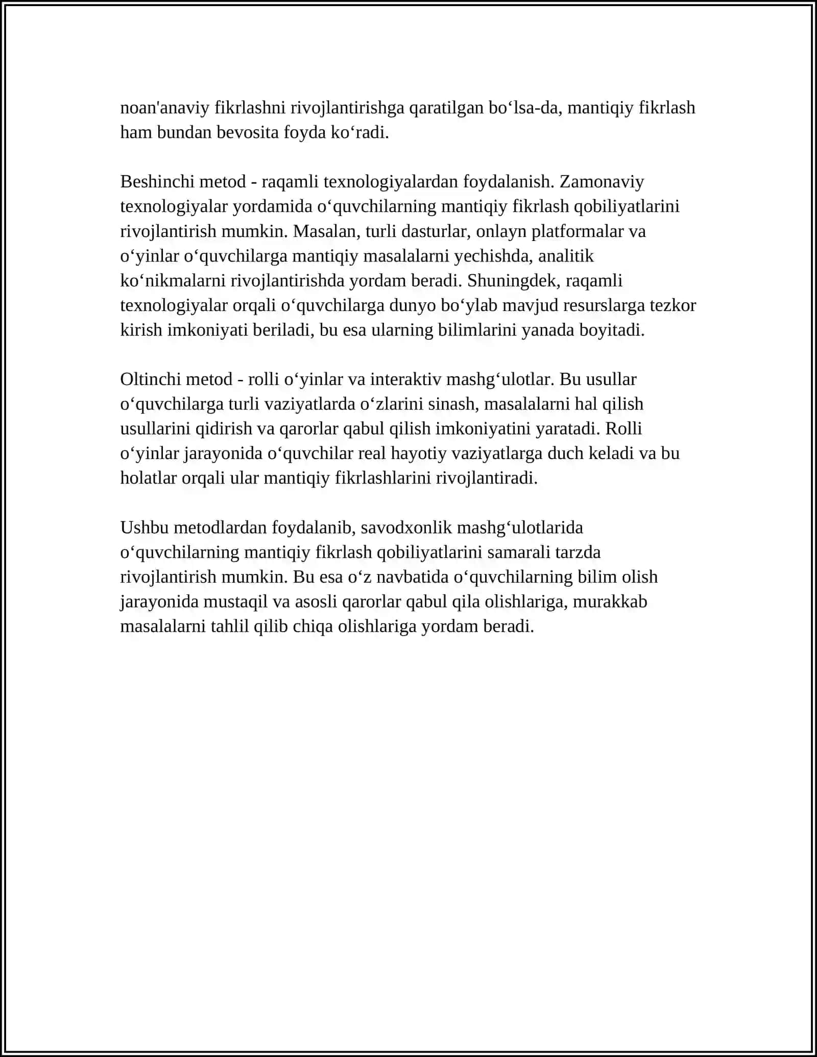 SAVODXONLIK MASHGʻULOTLARIDA MANTIQIY FIKRLASHNI RIVOJLANTIRISH 4