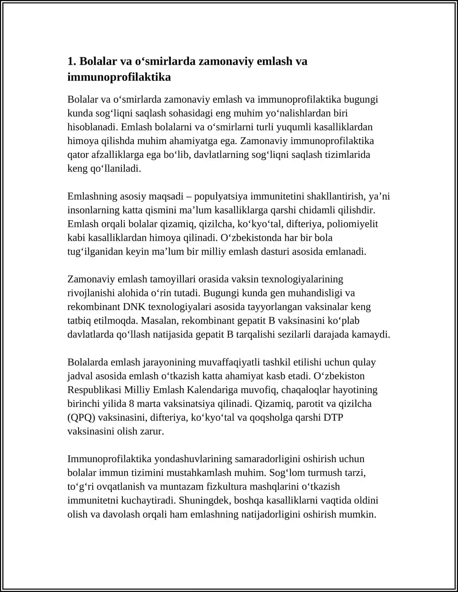 BOLALARGA VA OʻSMIRLARGA DAVOLASH-PROFILAKTIK YODAM KOʻRSATISHNING ZAMONAVIY TAMOYILLARI 4