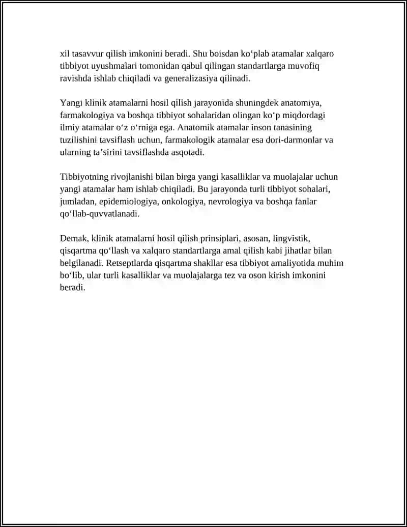 KLINIK ATAMALAR YASASH USULLARI. RETSEPDA QULLANILADIGAN QISQARTMA SHAKLLAR 4