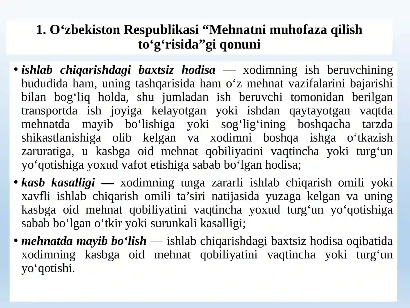 ISHLAB CHIQARISHDA SODIR BO’LADIGAN BAXTSIZ XODISALAR VA KASB KASALLIKLARI 4