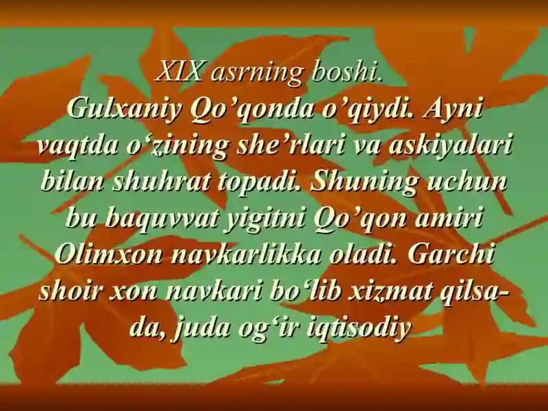 Gulhaniyning hayoti va ijodi 4