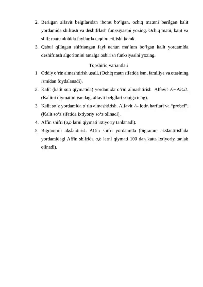 Bir qiymatli o‘rniga qo‘yishga asoslangan shifrlar tahlili 4