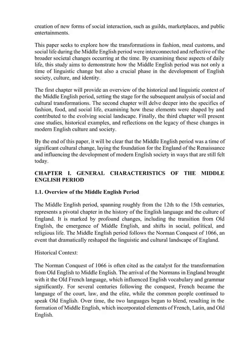 Middle English is a period of a Great Change Fashion meal and social life 4