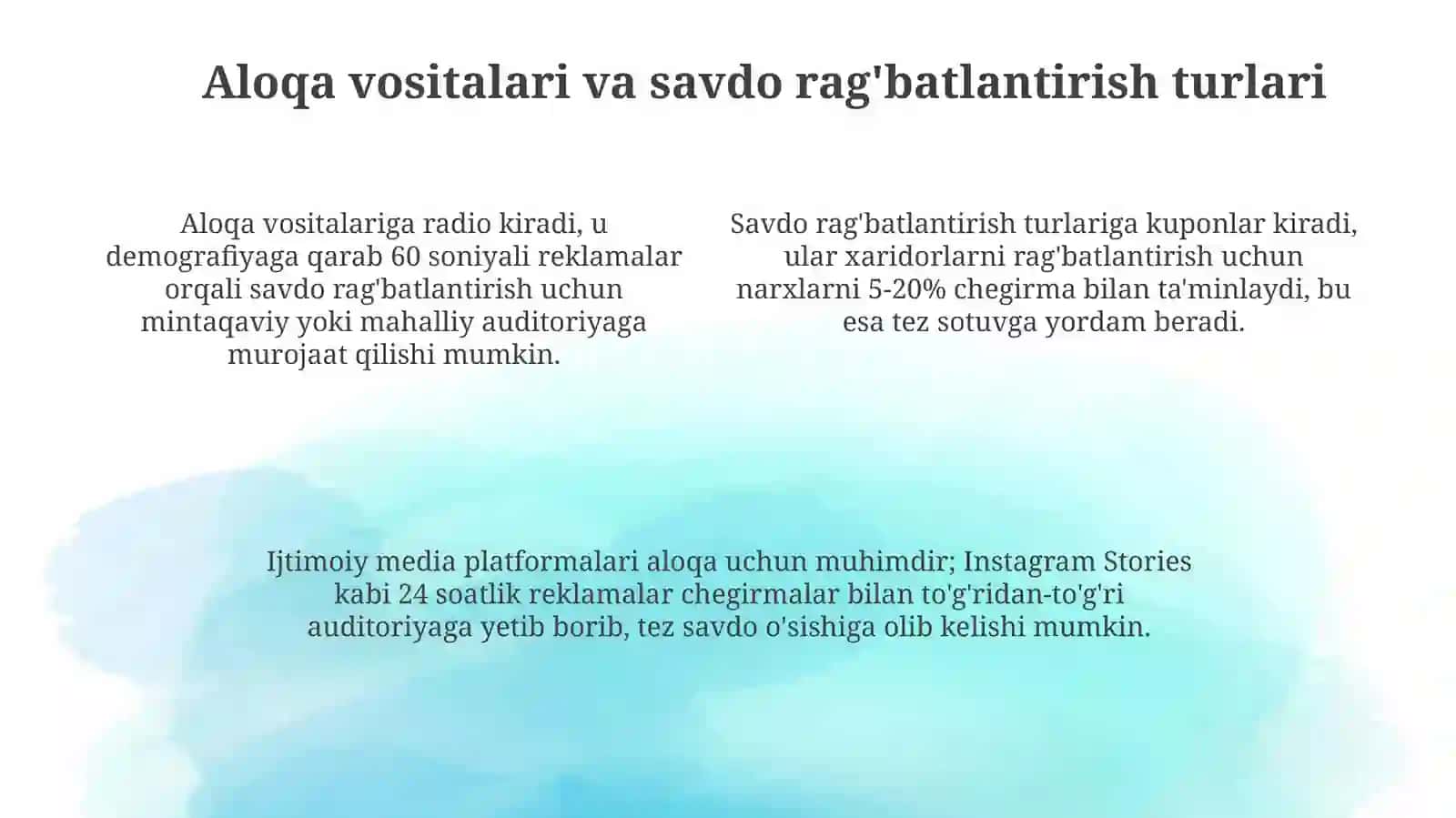 ALOQA VOSITALARI VA SOTISHNI RAG'BATLANTIRI 4