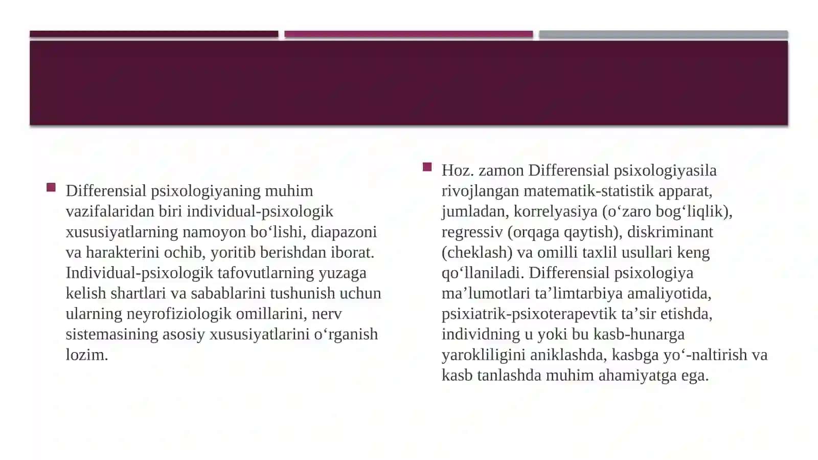 Differensial psixologiya usullari tasnifi 4