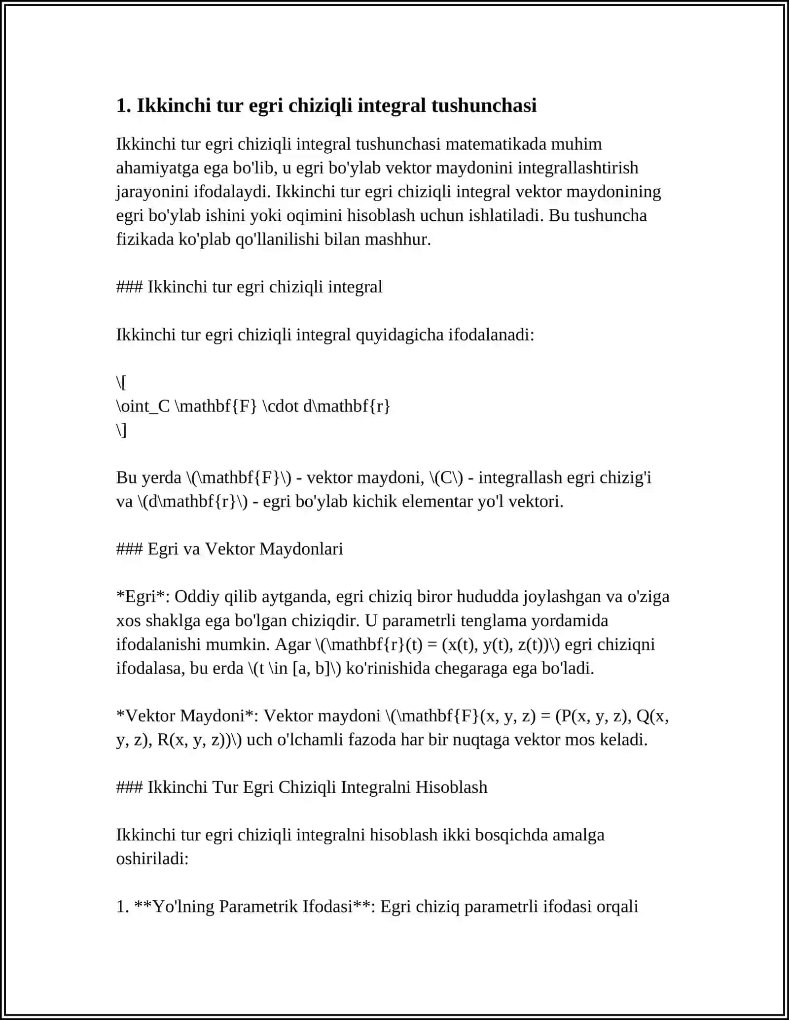 IKKINCHI TUR EGRI CHIZIQLI INTEGRALNI HISOBLASHGA DOIR MASHQLAR 4