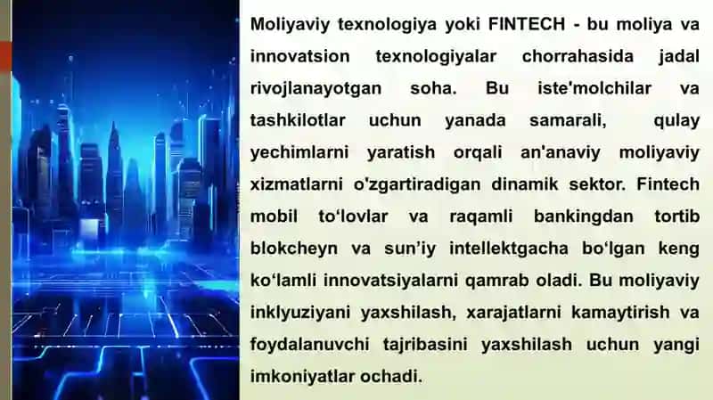 MOLIYAVIY TEXNOLOGIYALAR MOHIYATI: YUZAGA KELISH SHART-SHAROITLARI VA RIVOJLANISH ISTIQBOLLARI 4