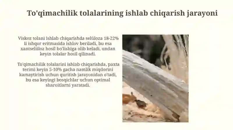 Kimyoviy va sunʼiy tolalar haqida malumot 4
