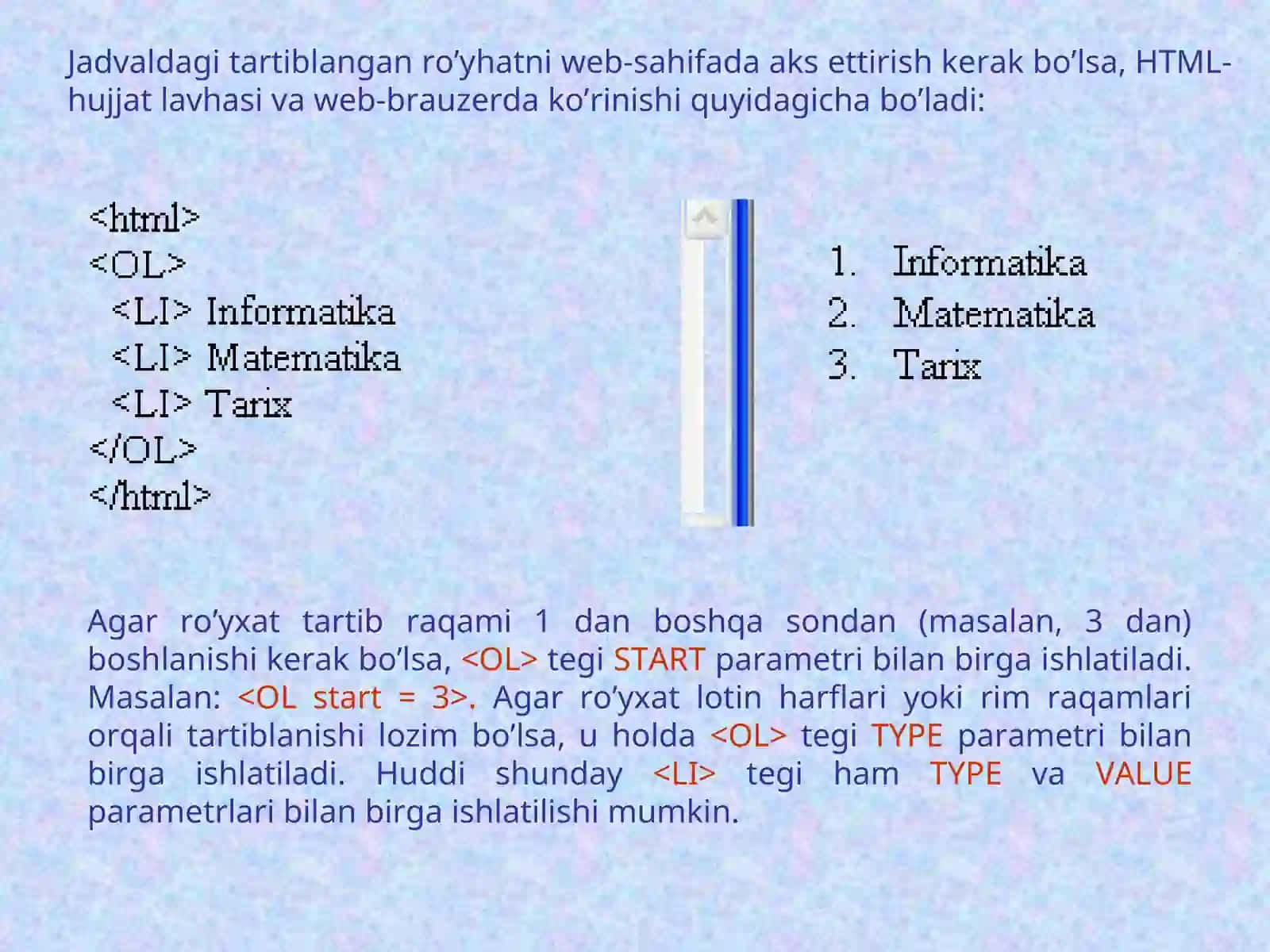 Web-sahifaga ro`yxat joylashtirish 4