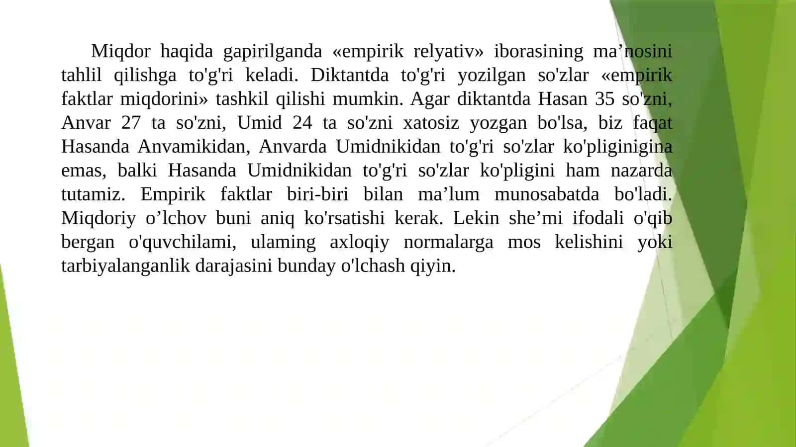 Ta'lim-tarbiya jarayonida o‘lchash va shkalalashning asosiy yo‘nalishlari 4