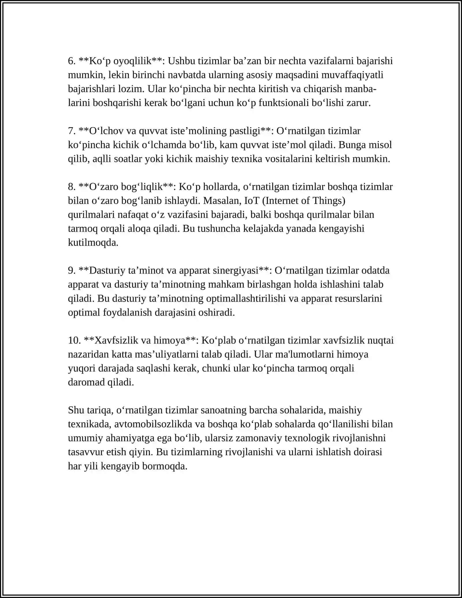 O‘RNATILGAN TIZIMLAR. O‘RNATILGAN REAL VAQT TIZIMLARI KLASSIFIKATSIYASI VA TURLARI 4