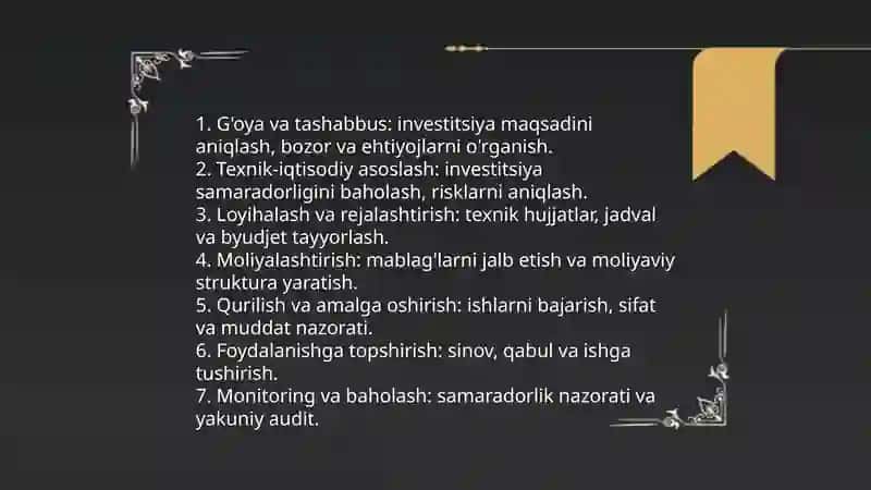 Investitsiya jarayonlarining mazmuni va asosiy bosqichlari 4