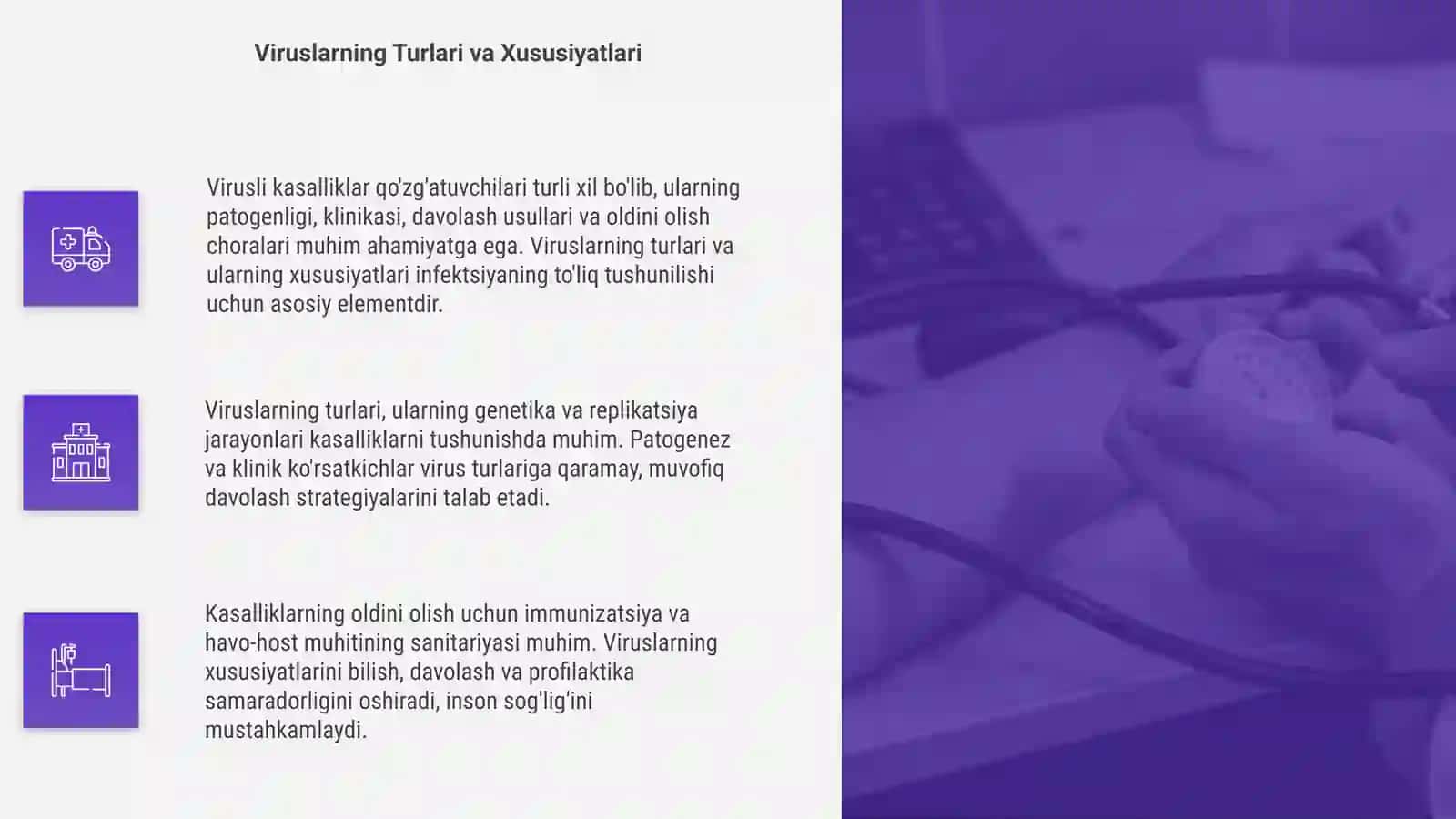 Virusli kasalliklar qo'zg'atuvchilari, turlari, patogenezi, klinikasi, davolash va oldini olish 4