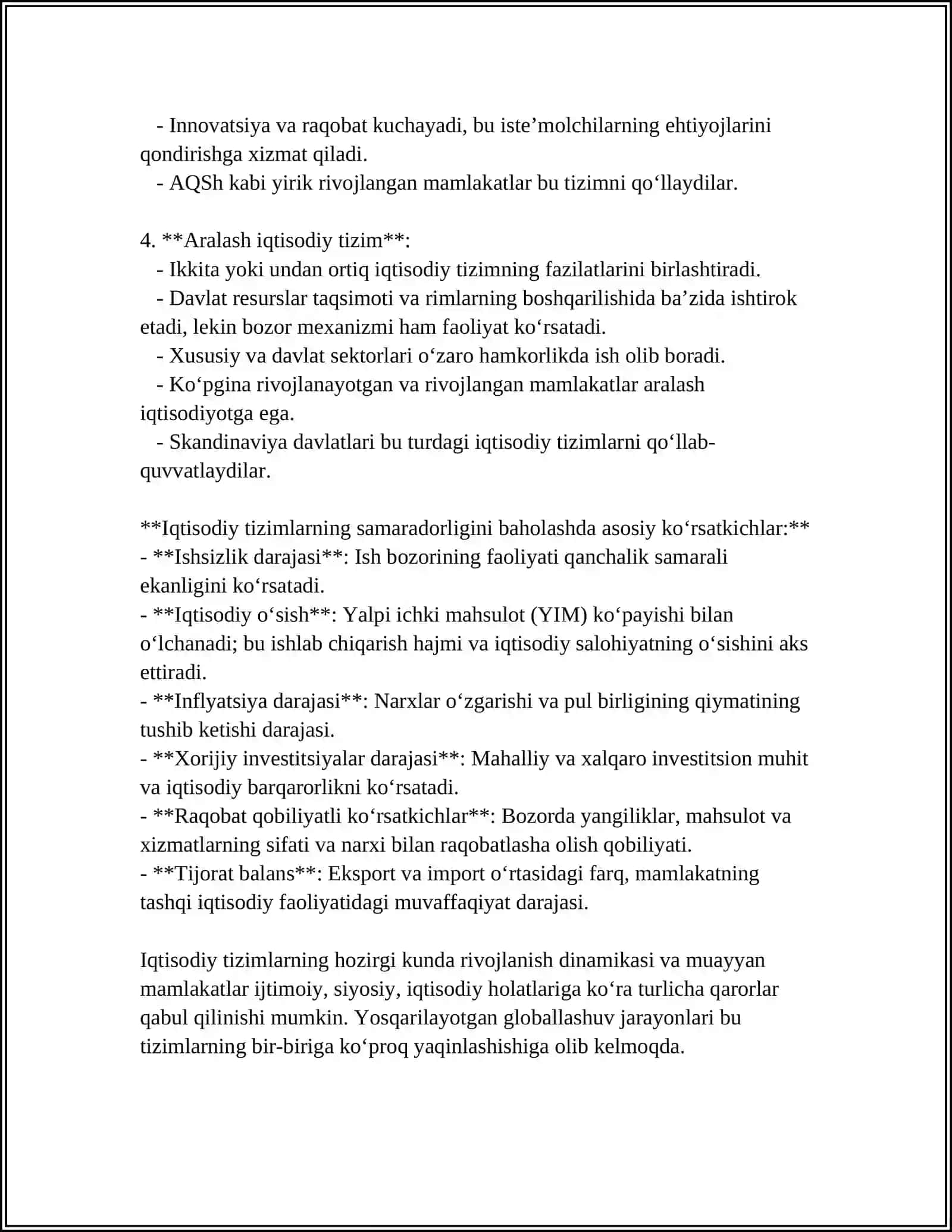 İQTISODIY TIZIMLAR VA ULARNING MODELLARI 4