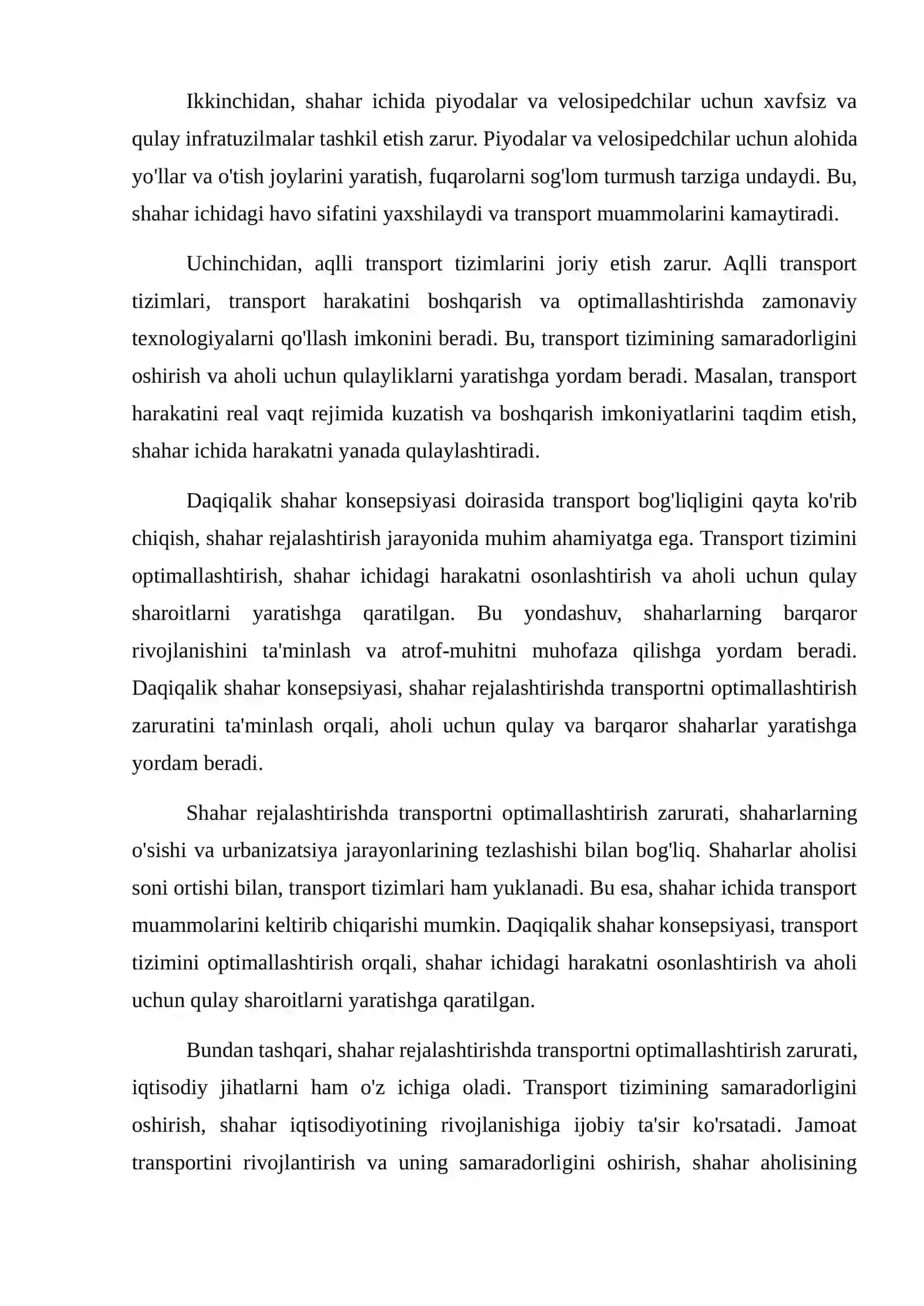 15 daqiqalik shahar konsepsiyasi doirasida transport bog’liqligini qayta korib chiqish 4