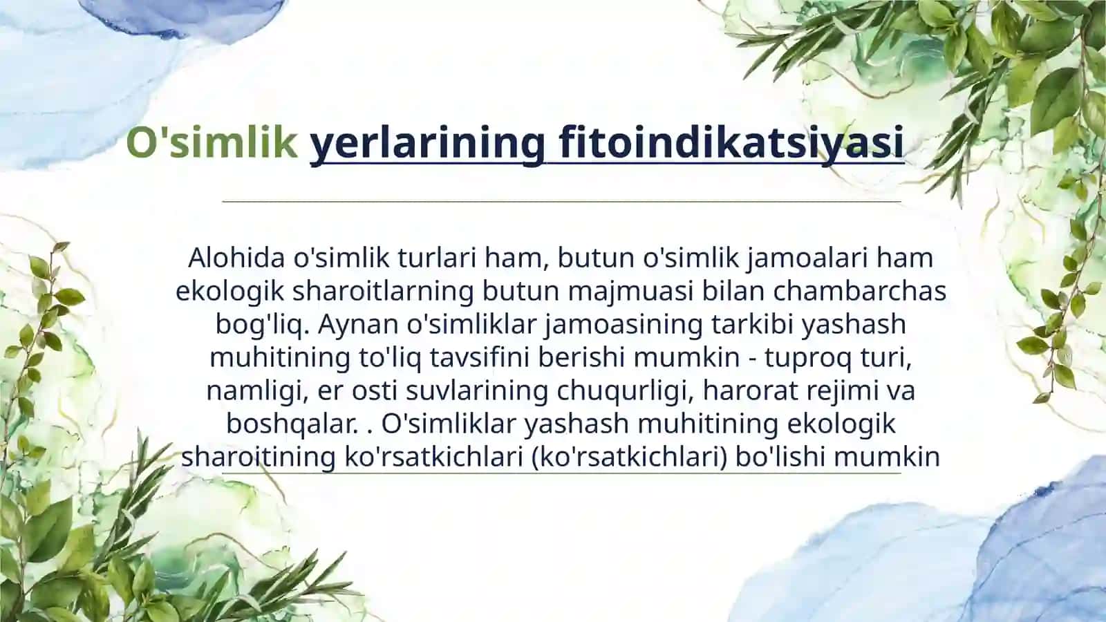 Fitoindikatsiya O’simliklar introduksiyasi va ularni iqlimlashtirish 4