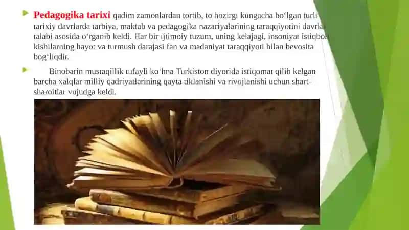 PEDAGOGIKA TARIXI FANIHAQIDA.IBTIDOIY JAMOADA TARBIYA.ENG QADIMGI DAVRLARDAN VII ASRGACHA TA’LIM-TARBIYA VA PEDAGOGIK FIKRLAR 4