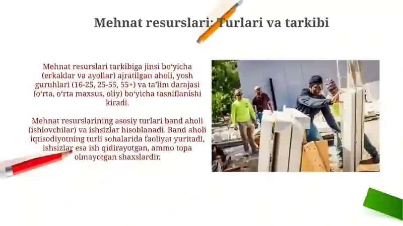 Mehnat bozori va korxonalarda mehnat resurslaridan foydalanish 4