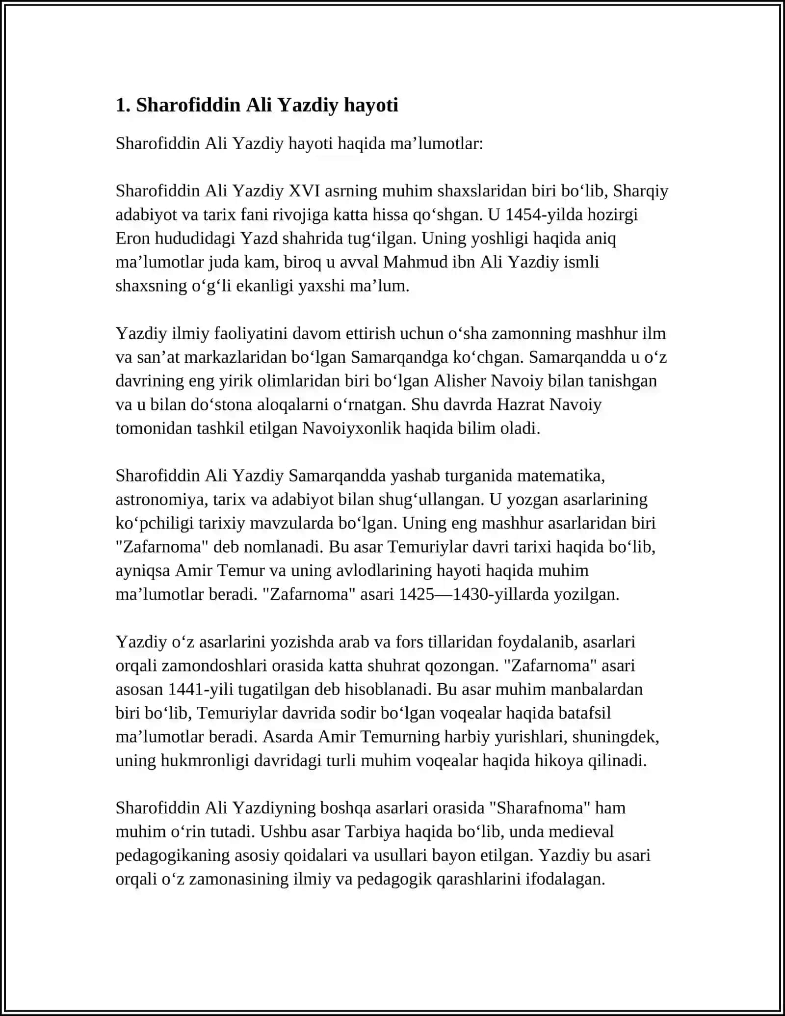 Sharofiddin Ali Yazdiy hayoti 4