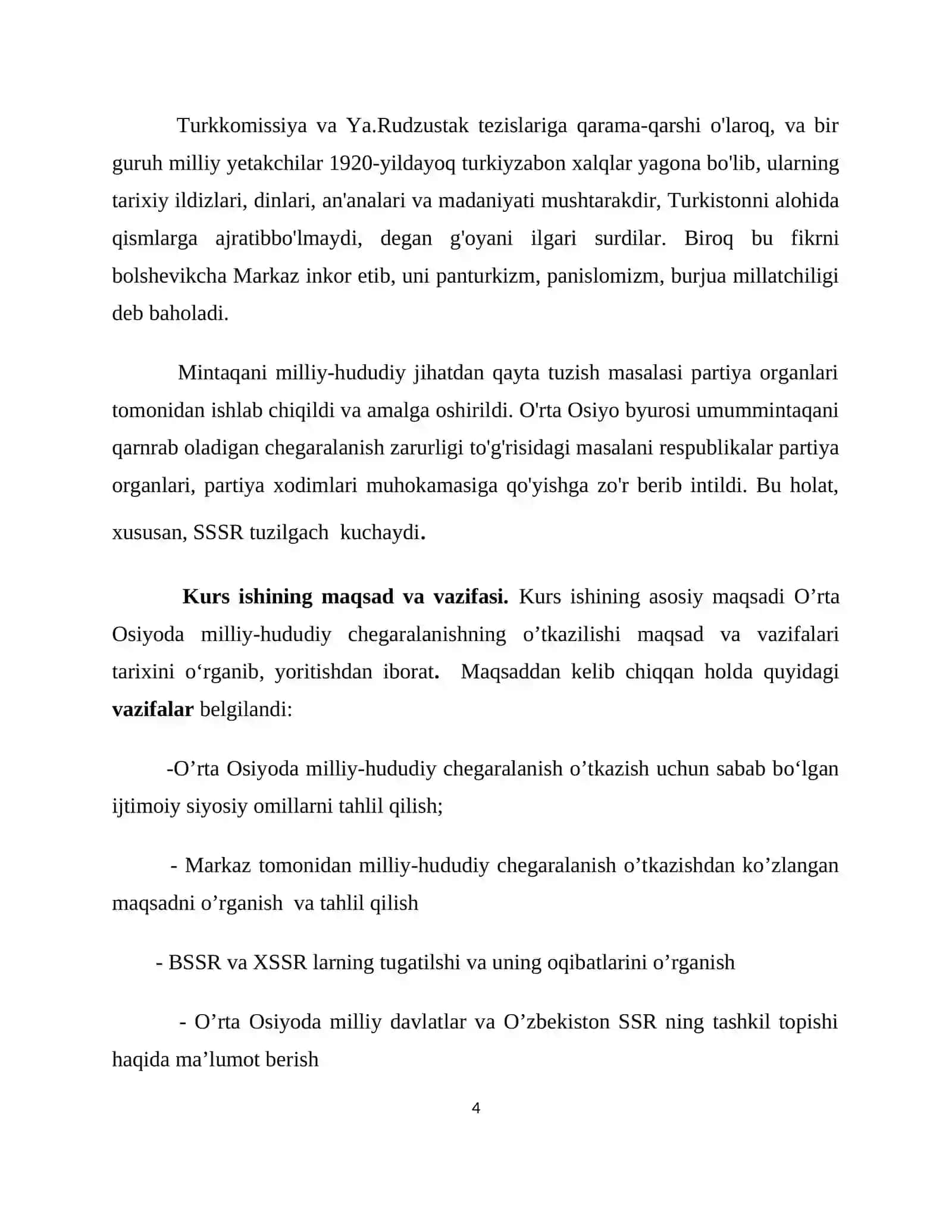 O’rta Osiyoda milliy-hududiy chegaralanishning o’tkazilishi maqsad va mohiyati 4