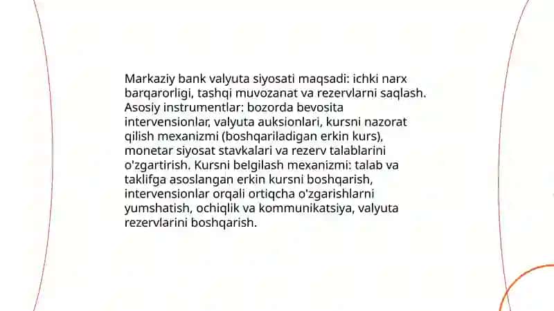 O’zbekiston Respublikasi valyuta munosabatlarini tartibga solish 4